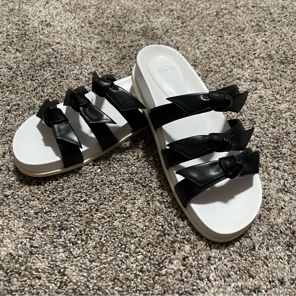 Black and White Alexandre Birman Lolita Slide Sandals